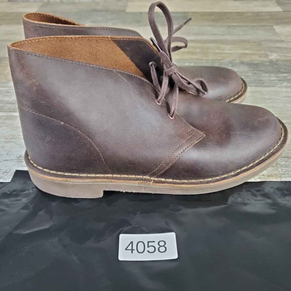 Clarks Collection Mens Shepton Boots‎ Sz 8 Wide Beeswax Leather